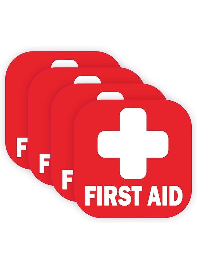 Sticky Expressions First Aid Label Sticker Set - Durable and Waterproof with Strong Adhesive for Use on First Aid Boxes and Emergency Kits (4 Pieces) - Image 1